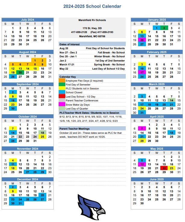 Marshfield Mo School Calendar 2025 bernie pamela